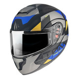 Casco Mt Helmets Atom W17 A2 Gris/ Azul Abatible