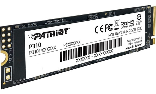 Unidad Ssd Patriot P310 Nvme 480gb Pci Express 3.0 M.2