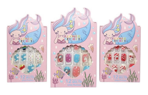 Pack 10 Uñas Postizas Para Niña Con Diseño Press On Nails