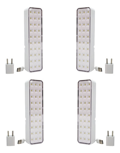 Pack X 4 Luces Luz De Emergencia 30 Leds Autonomia Usb 220v