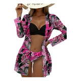 Beach Outlet Conjunto De Kimono Para Mujer, Bikini Floral
