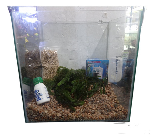 Kit Pecera Cubo 30cm Completo. Acuario Aquariumba. 