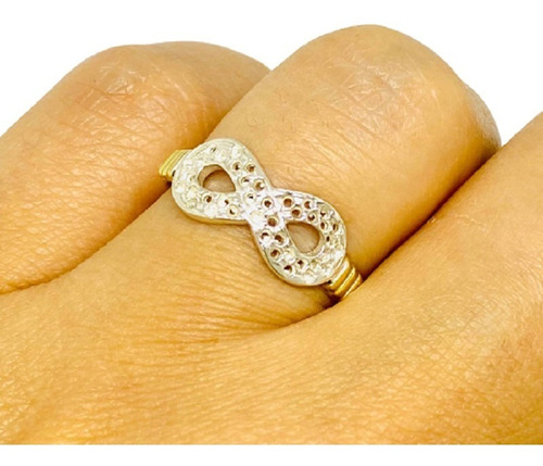 Anillo Infinito Plata 925 Y Oro 18k Ideal Mujer Novia Ao 089