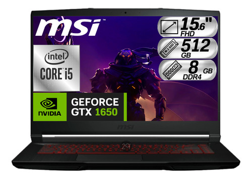 Portatil Msi Gamer Core I5 Nvidia Gtx1650 Ssd 512gb Ram 8gb