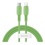 Cable Turbo Usb-c/lightning Para iPhone Baseus Color Pd18w De 1,2 M, Color Verde