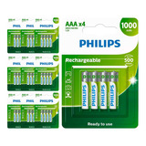 40 Pilhas Recarregaveis Aaa Philips  (10  Cart)