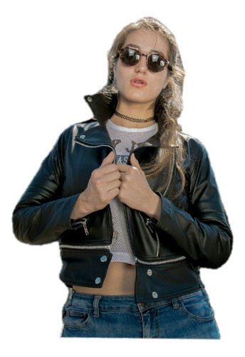 Chamarra De Piel Mujer Tipo Biker