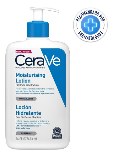  Cerave Loción Hidratante |473ml| Loción Hidratante Para Rostro Y Cuerpo Para Piel Seca Con Ácido Hialurónico