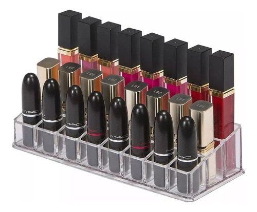 Pack 3 Cosmetiquero Acrilico Organizador 24 Labiales Brochas