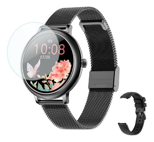 Smartwatch Reloj Inteligente Redondo Cf80 Mujer + Malla 