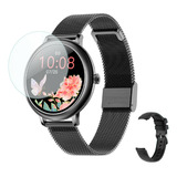 Smartwatch Reloj Inteligente Redondo Cf80 Mujer + Malla 