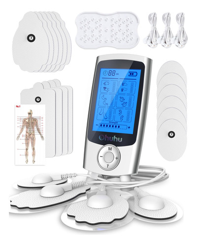 Tens Ohuhu Electroestimulador Muscular Recargable Con 16 Mo.