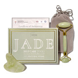 Juego De Rodillo De Jade Y Gua Sha | Herramientas Faciales .