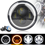 7'' Faros H4 Led Ojo De Ángel Para Wrangler Jeep Vocho Moto