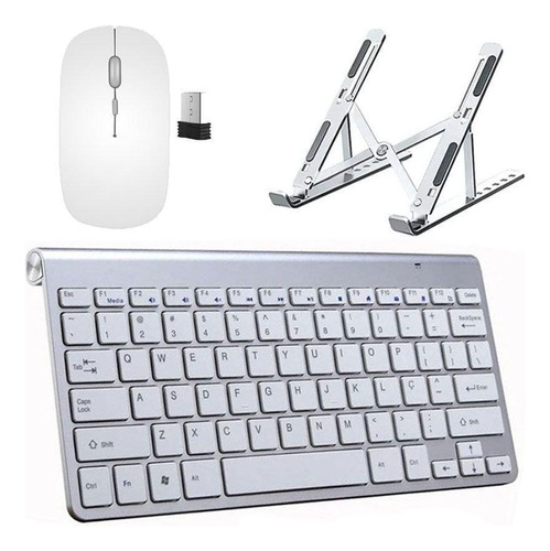 Teclado Mouse Slim E Suporte Branco Para Notebook Hp