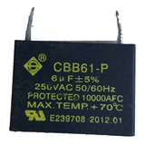 Capacitor Electrodomestico Cbb61-p 6uf 250vac Rtp