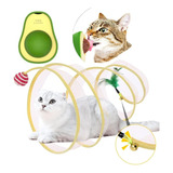 2 Brinquedo Para Gato Com Bolinha Catnip Erva + Tunel Mola