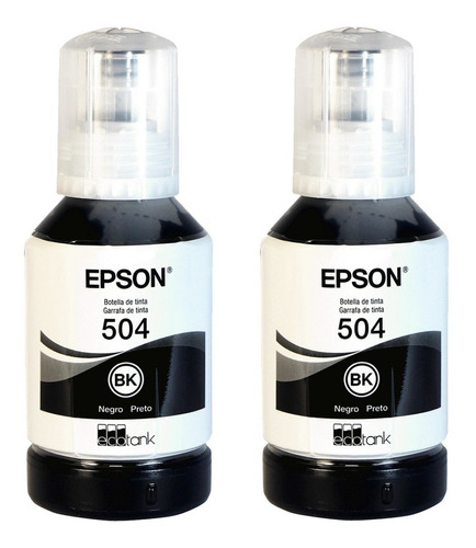 2 Pzas. T504 Tinta Epson Negro Para L4150 L6161 L6191 L14150