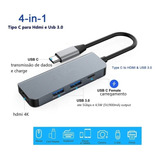 Adaptador Usb C Hdmi 4k Usb C 3.0 Para Live Macbook Hub 4em1