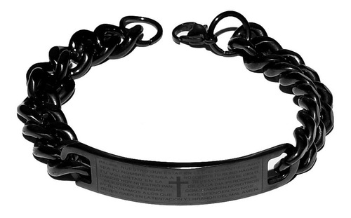 Pulsera Acero Inoxidable Negra Oracion Padre Nuestro