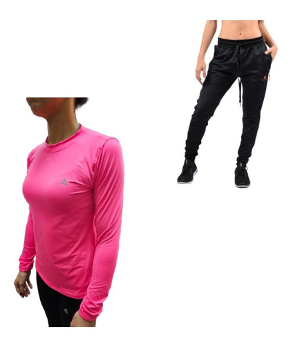 Conjunto! Pantalon Lycra Mujer + Camiseta Termica Mujer Fu