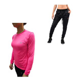 Conjunto! Pantalon Lycra Mujer + Camiseta Termica Mujer Fu
