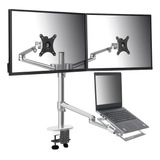 Soporte Monitor Y Pc Viozon Brazo Triple Ajustable Plateado