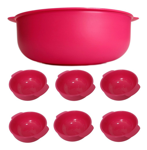 Pack Bowl Grande + 6 Bowl Chico Ensaladera Colores Plastico