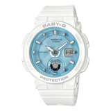 Reloj Baby-g Bga-250-7a1dr En Resina Mujer Color De La Correa Blanco Color Del Fondo Azul