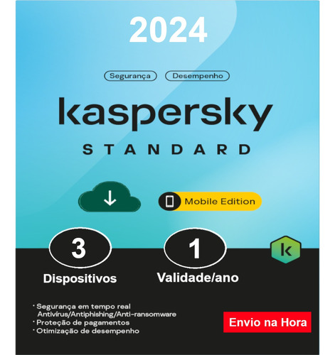 Kaspersky Antivírus Celular 3 Dispositivos 1 Ano