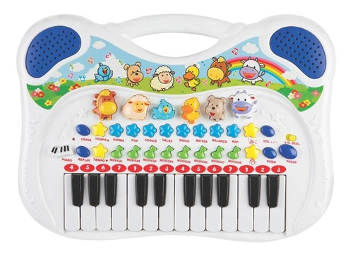 Piano Musical Animal Azul 6407 - Braskit Cor Outro