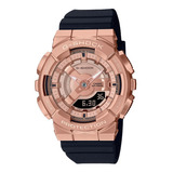 Reloj Casio Gm-s110pg-1a G-shock Dama Time Square Color De La Correa Negro Color Del Bisel Rose Gold Color Del Fondo Rose Gold