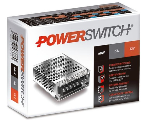 Transformador Fuente Power Switch 60w 5a 12v Ip20