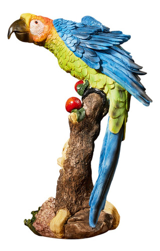 Estatua De Loro, Modelo De Pájaro, 23cmx33cm Azul Verde