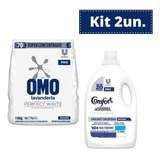 Kit Sabão Pó Omo 4kg Amaciante Comfort 5l Perfect White Prof