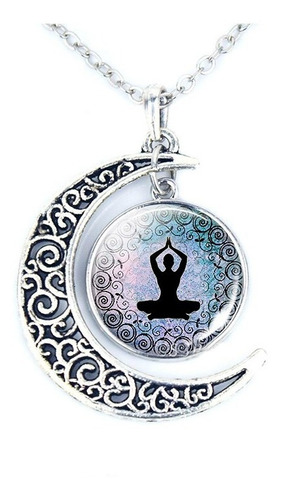 Collar Luna Con Dije De Yoga, Reiki, Meditación