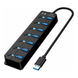 Usb 3.0 Hub Splitter 7 Puertos Con Indicadores Led Hub