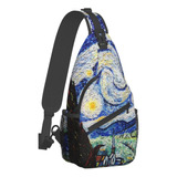 Gtevuts Pintura Estrellada Noche Blue Sling Mochila, Moda De