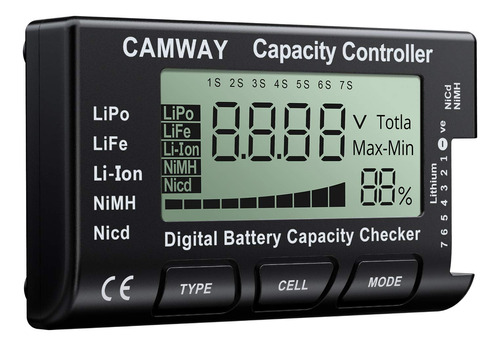 Camway - Comprobador Digital De Capacidad De La Batera Rc Ce