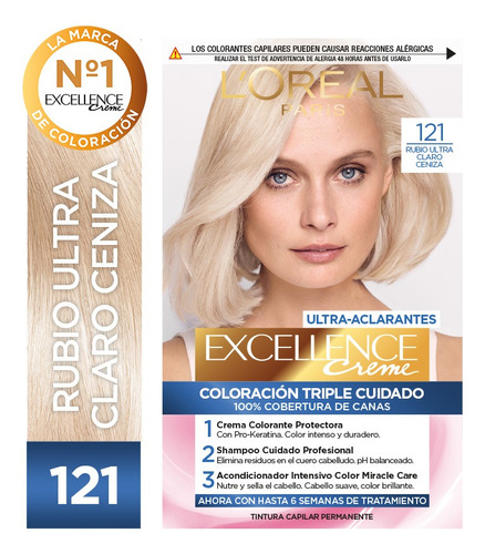  Kit De Coloración Excellence Creme L'oréal Paris Tono 121 Rubio Ultra Claro Ceniza