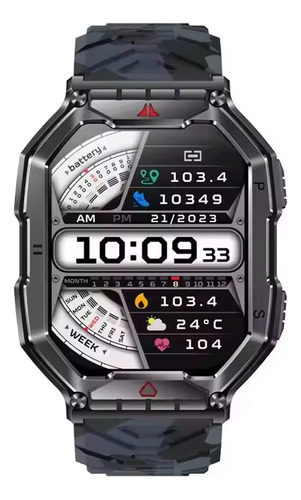 Smartwatch Kr82 Reloj Outdoor Con Linterna Barómetro 1 Atm