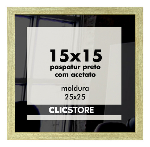 Moldura Paspatur Preto Quadro 15x15 Acetato Foto Sala Decor Cor Carvalho