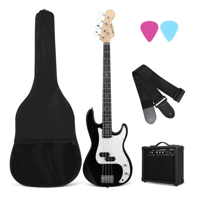 Bajo Eléctrico HK·LADE 4 Cuerdas Negro Grafito Modelo Embassy Kit Completo,Con Amplificador 20w | Envío gratis