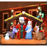 Inflable Nacimiento Navidad Luces Led Niño Dios 2m Largo