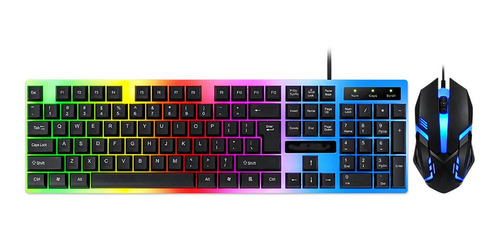 Kit Teclado Mouse Gamer Luz Rgb Iluminado Led Usb Alambrico