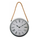 Reloj De Pared Con Soga Marco Metal Y Vidrio Vintage 27cm