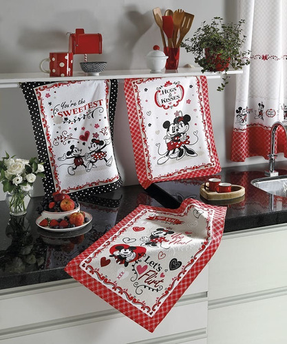 Kit 6 Panos De Copa Felpudo Prata Mickey E Minnie Dohler