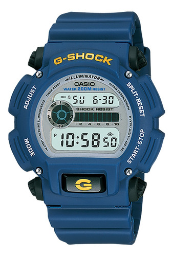 Reloj Casio G-shock Dw-9052-2vdr Deportivo Resina Correa Azul Bisel Azul Fondo Plateado