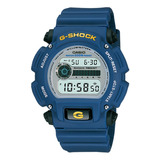 Reloj Casio G-shock Dw-9052-2vdr Deportivo Resina Correa Azul Bisel Azul Fondo Plateado