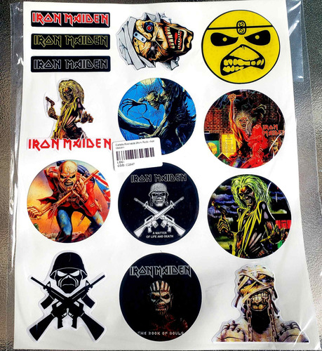 Cartela De Adesivos Rock Iron Maiden Resinados